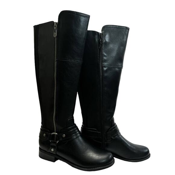GBG Los Angeles Harlea Harness Knee High Boot NIB Size 6.5M Black - Picture 3 of 9